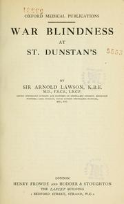 Front cover of War blindness at St. Dunstan's by Lawson, Arnold Sir