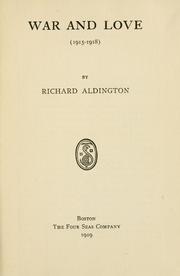 Front cover of War and love (1915-1918) by Richard Aldington