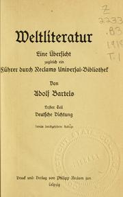 Cover of Weltliteratur by Bartels, Adolf