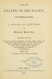 Front cover of From the Atlantic to the Pacific, overland by Demas Barnes
