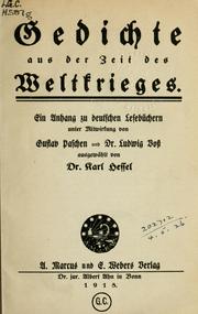 Front cover of Gedichte aus der Zeit des Weltkrieges by Karl Hessel