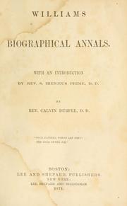 Cover of Williams biographical annals by Calvin Durfee