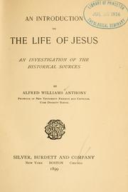 Cover of An introduction to the life of Jesus by Alfred Williams Anthony