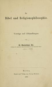 Front cover of Zu Bibel und Religionsphilosophie by Steinthal, Heymann