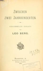 Front cover of Zwischen zwei Jahrhunderten by Leo Berg