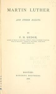 Cover of Martin Luther by Hedge, Frederic Henry