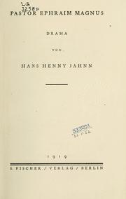 Cover of Pastor Ephraim Magnus by Hans Henny Jahnn