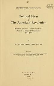 Front cover of Political ideas of the American Revolution by Randolph Greenfield Adams