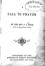 Cover of A call to prayer by J. C. Ryle