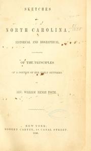 Cover of Sketches of North Carolina, historical and biographical, illustrative of the principles of a portion of her early settlers by William Henry Foote