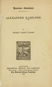 Cover of Alexander Hamilton by Henry Cabot Lodge