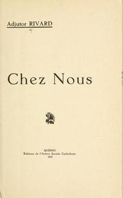 Cover of Chez nous by Adjutor Rivard