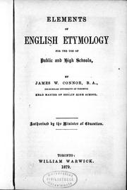 Front cover of Elements of English etymology by James W. Connor