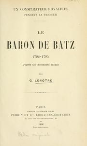 Front cover of Un conspirateur royaliste pendant la terreur by G. Lenotre