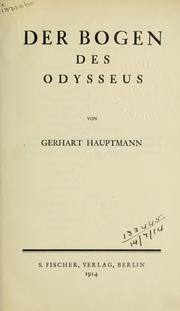Front cover of Der Bogen des Odysseus by Gerhart Hauptmann