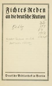 Cover of Fichtes Reden an die deutsche Nation by Johann Gottlieb Fichte