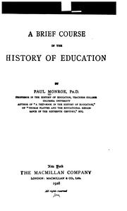 Cover of A brief course in the history of education by Monroe, Paul