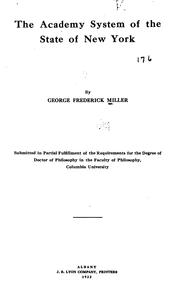 Front cover of The academy system of the State of New York by George Frederick Miller