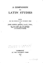 Front cover of A companion to Latin studies by John Edwin Sandys, Sir