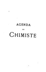 Front cover of Agenda du chimiste á l'usage des ingénieurs by Unknown
