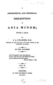 Front cover of A geographical and historical description of Asia Minor by Cramer, J. A.