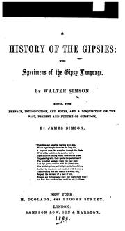Front cover of A history of the Gipsies by Walter Simson