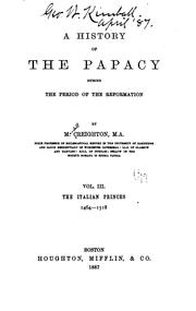 Front cover of A history of the Papacy during the period of the Reformation by Mandell Creighton
