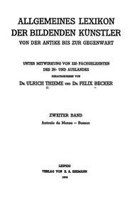 Front cover of Allgemeines Lexikon der bildenden Künstler von der Antike bis zur Gegenwart by Thieme, Ulrich