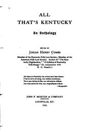 Front cover of All that's Kentucky by Josiah Henry Combs