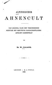 Cover of Altindischer ahnencult by Caland, W.