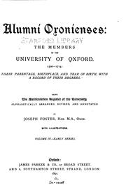 Cover of Alumni oxonienses: the members of the University of Oxford, 1715-1886: their parentage, birthplace, and year of birth, with a record of their degrees by University of Oxford