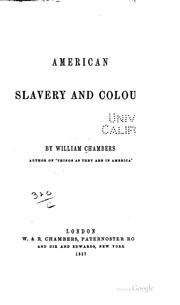 Front cover of American slavery and colour by William Chambers