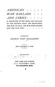 Front cover of American War Ballads and Lyrics (Granger poetry library) by George Cary Eggleston