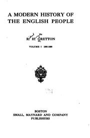 Front cover of A modern history of the English people by R. H. Gretton