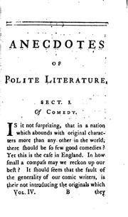Front cover of Anecdotes of polite literature ... by Unknown