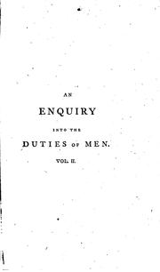 Front cover of An enquiry into the duties of men in the higher and middle classes of society in Great Britain by Thomas Gisborne