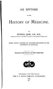Cover of An epitome of the history of medicine by Park, Roswell