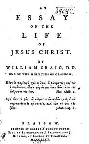 Front cover of An essay on the life of Jesus Christ by Craig, William
