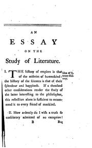 Cover of Essai sur l'étude de la littérature by Edward Gibbon