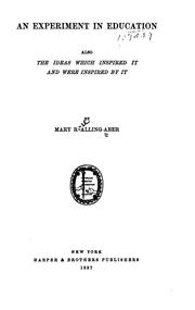 Cover of An experiment in education by Mary Alling Aber