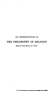 Cover of An introduction to the philosophy of religion by John Caird