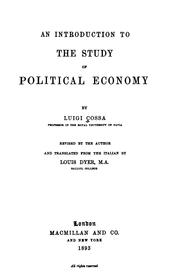 Front cover of An introduction to the study of political economy by Luigi Cossa