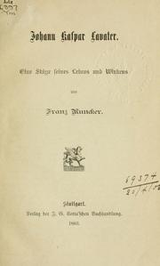 Front cover of Johann Kaspar Lavater by Franz Muncker