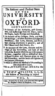 Front cover of The antient and present state of the University of Oxford by John Ayliffe