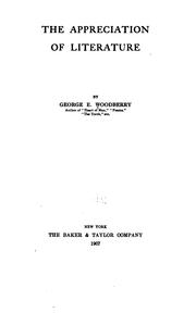 Cover of Appreciation of literature, and America in literature by George Edward Woodberry