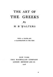 Front cover of The art of the Greeks by Henry Beauchamp Walters