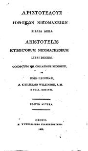Front cover of Artistotelous Ēthikōn Nikomacheiōn biblia deka. = by Aristotle