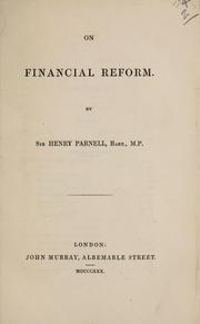Front cover of On financial reform by Parnell, Henry Sir