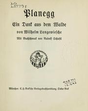 Cover of Planegg by Langewiesche, Wilhelm