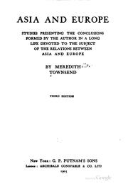 Front cover of Asia and Europe by Meredith White Townsend